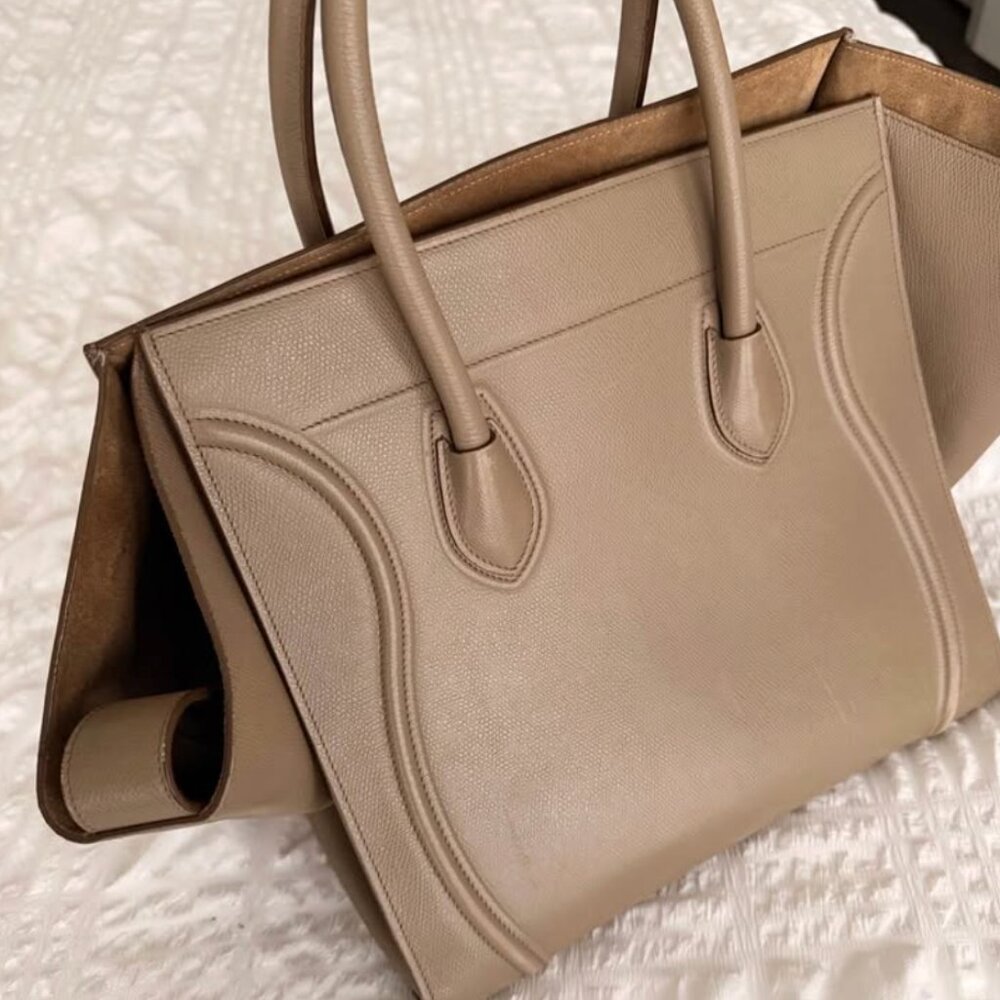 CELINE Grained Calfskin Medium Phantom Luggage Taupe - Picture 5 of 8